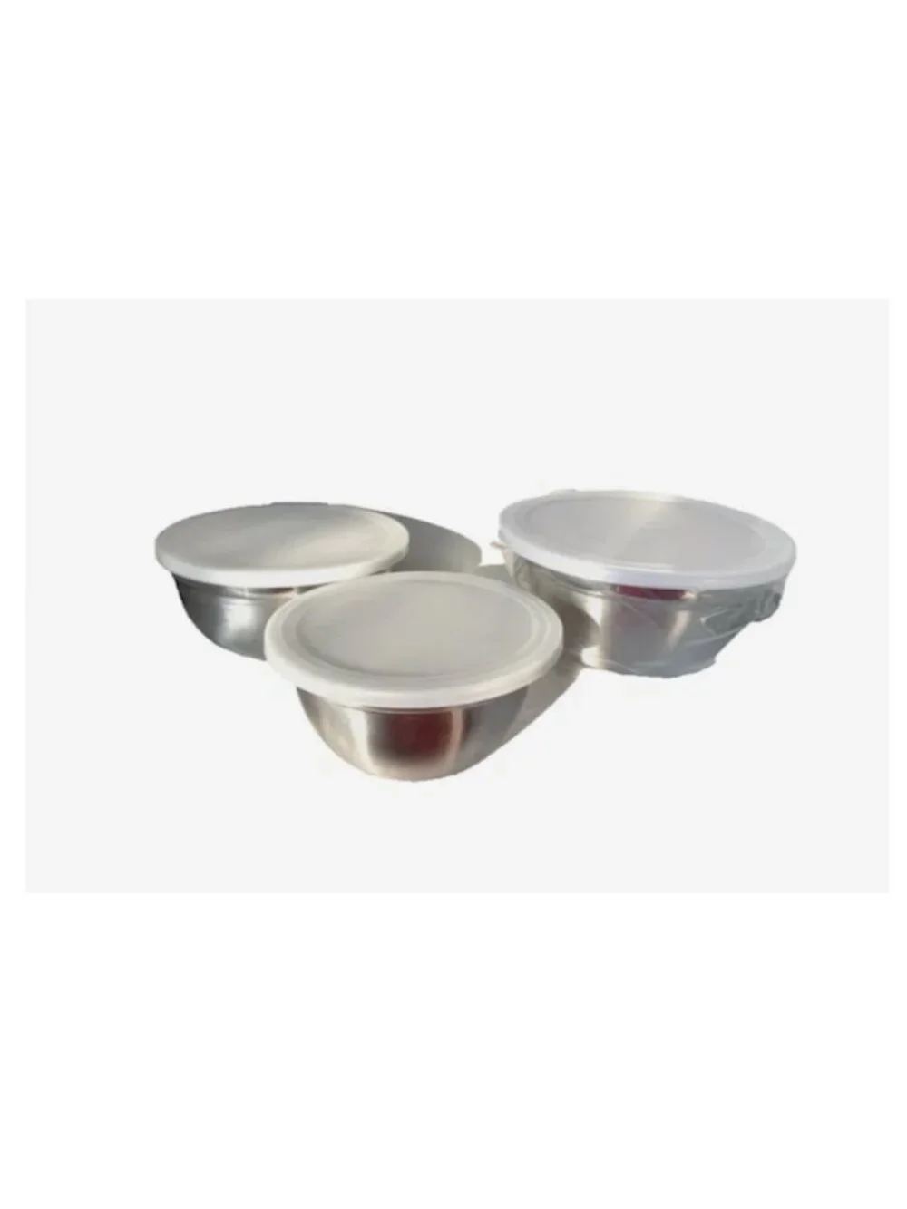 Stainless Steel Nesting Mixing Bowls Set of 3 With Lids Meal Prep Kitchen NEW